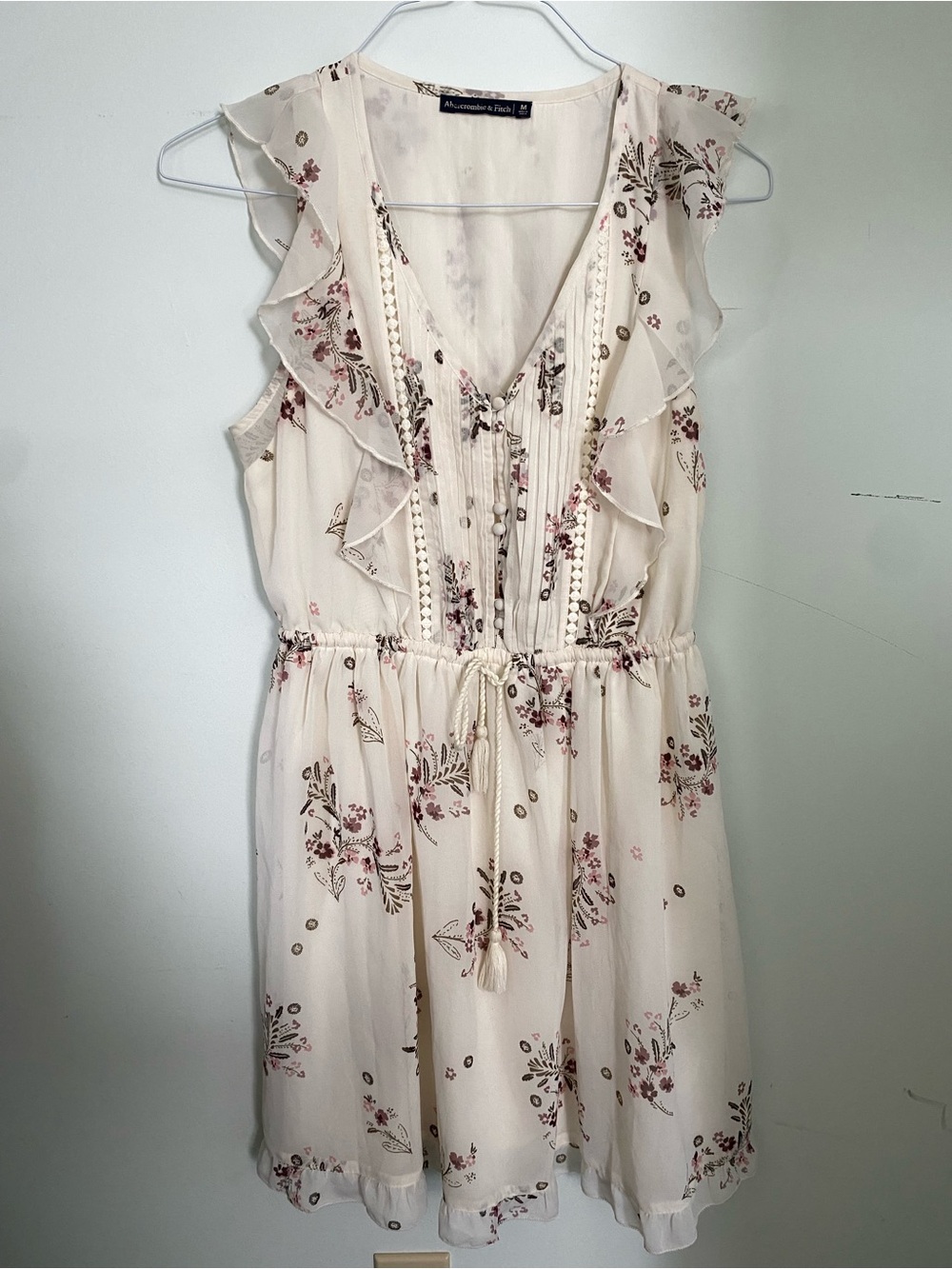 Abercrombie & Fitch Cream Mini Dress with Pink Floral Print